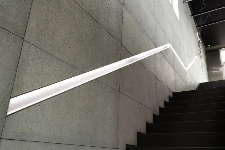 Concrete wal panels on staircase